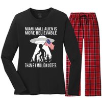 Miami Mall Alien Is More Believable Than 81 Million Votes Women's Long Sleeve Flannel Pajama Set 