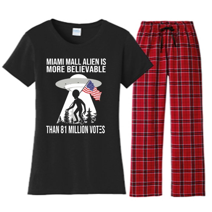 Miami Mall Alien Is More Believable Than 81 Million Votes Women's Flannel Pajama Set