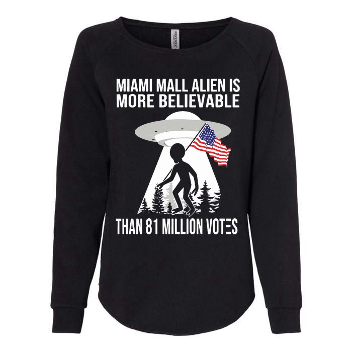 Miami Mall Alien Is More Believable Than 81 Million Votes Womens California Wash Sweatshirt