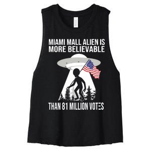 Miami Mall Alien Is More Believable Than 81 Million Votes Women's Racerback Cropped Tank