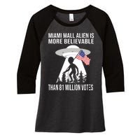 Miami Mall Alien Is More Believable Than 81 Million Votes Women's Tri-Blend 3/4-Sleeve Raglan Shirt