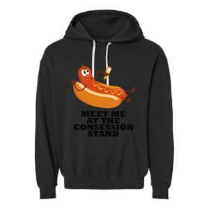 Meet Me At Concession Stand Hotdog Applying Mustard Garment-Dyed Fleece Hoodie