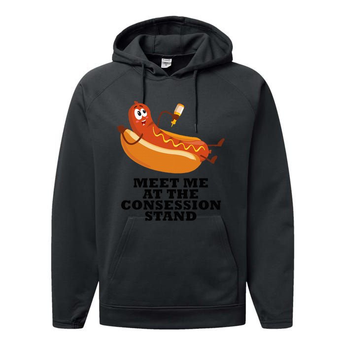 Meet Me At Concession Stand Hotdog Applying Mustard Performance Fleece Hoodie