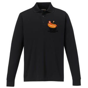 Meet Me At Concession Stand Hotdog Applying Mustard Performance Long Sleeve Polo