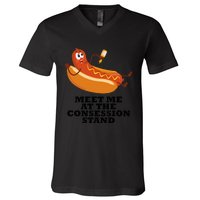 Meet Me At Concession Stand Hotdog Applying Mustard V-Neck T-Shirt