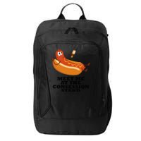 Meet Me At Concession Stand Hotdog Applying Mustard City Backpack