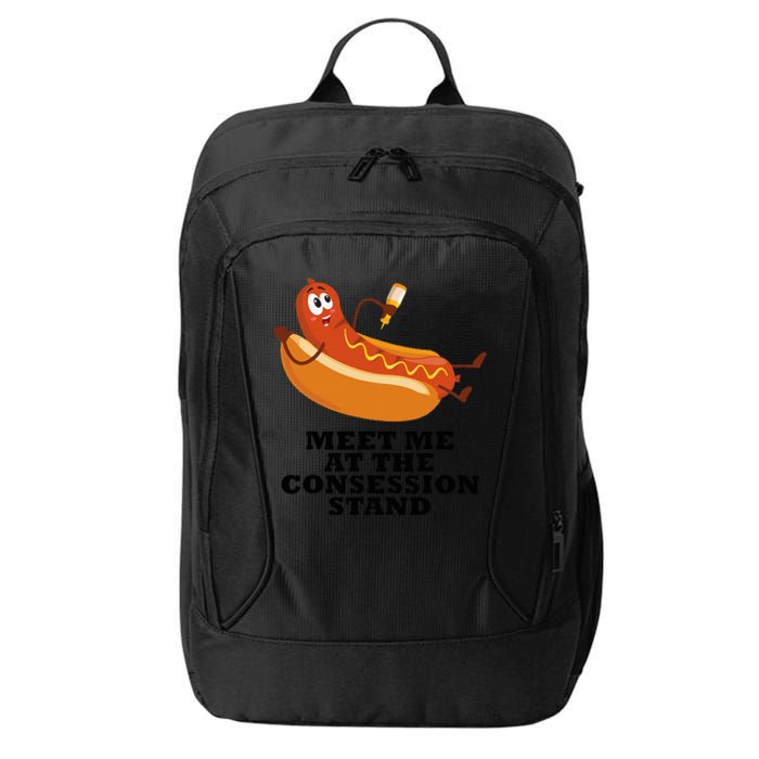 Meet Me At Concession Stand Hotdog Applying Mustard City Backpack