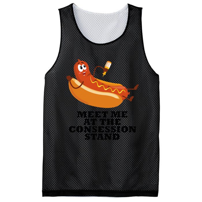 Meet Me At Concession Stand Hotdog Applying Mustard Mesh Reversible Basketball Jersey Tank