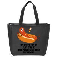 Meet Me At Concession Stand Hotdog Applying Mustard Zip Tote Bag