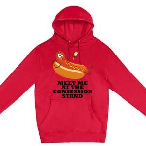 Meet Me At Concession Stand Hotdog Applying Mustard Premium Pullover Hoodie