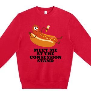 Meet Me At Concession Stand Hotdog Applying Mustard Premium Crewneck Sweatshirt