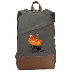 Meet Me At Concession Stand Hotdog Applying Mustard Cotton Canvas Backpack