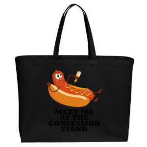 Meet Me At Concession Stand Hotdog Applying Mustard Cotton Canvas Jumbo Tote