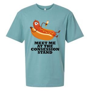 Meet Me At Concession Stand Hotdog Applying Mustard Sueded Cloud Jersey T-Shirt