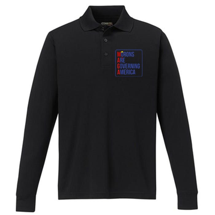 Maga Morons Are Governing America Performance Long Sleeve Polo