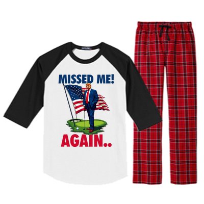 Missed Me Again You Missed Trump Golf 2024 Raglan Sleeve Pajama Set