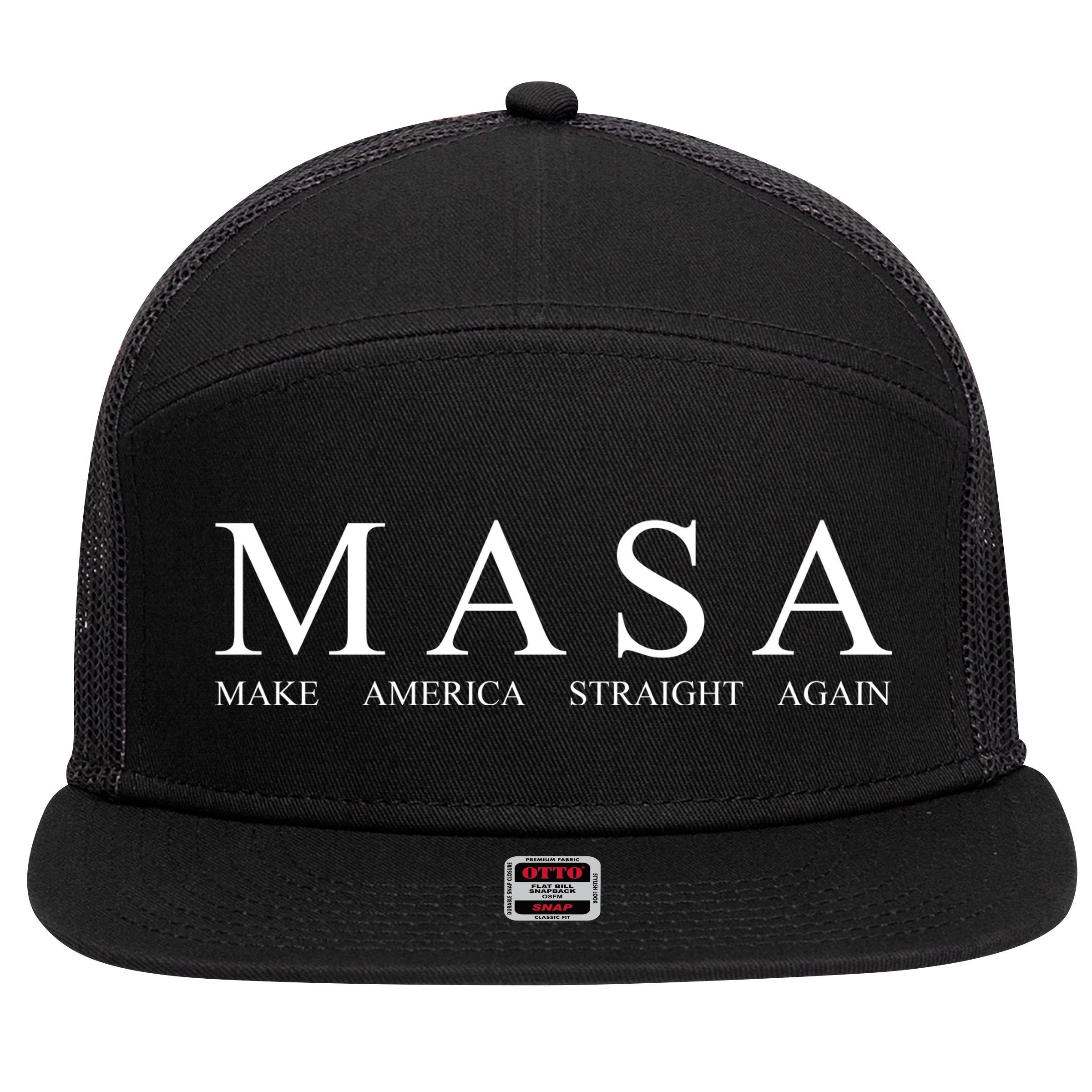 MASA Make America Straight Again 7 Panel Mesh Trucker Snapback Hat