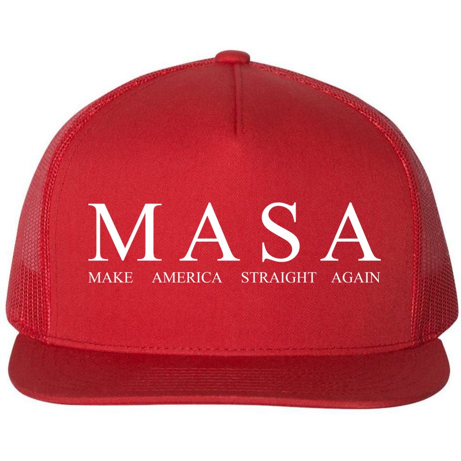 MASA Make America Straight Again Flat Bill Trucker Hat