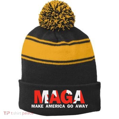 Maga Make America Go Away Canada Support Stripe Pom Pom Beanie