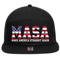 MASA Make America Straight Again USA Flag 7 Panel Mesh Trucker Snapback Hat