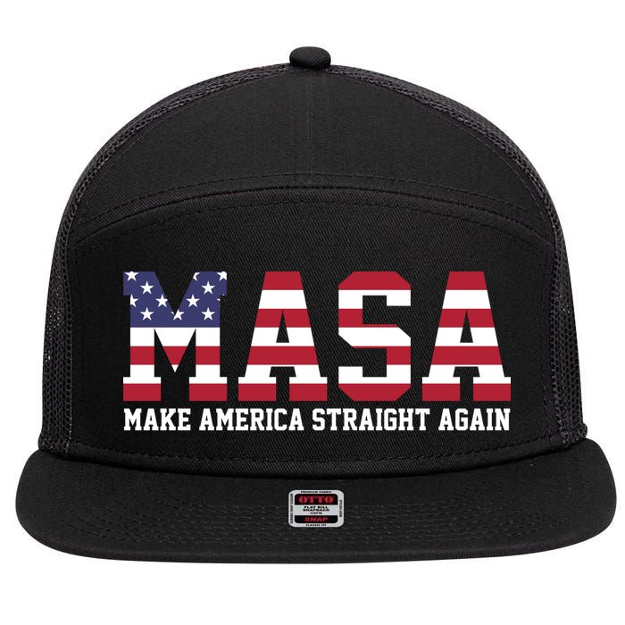 MASA Make America Straight Again USA Flag 7 Panel Mesh Trucker Snapback Hat