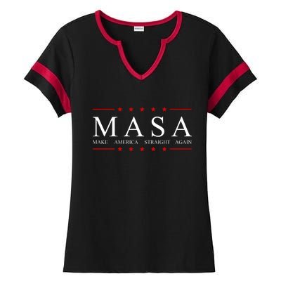 MASA Make America Straight Again Logo Ladies Halftime Notch Neck Tee