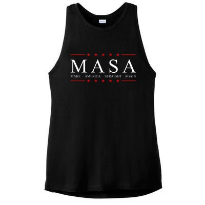 MASA Make America Straight Again Logo Ladies PosiCharge Tri-Blend Wicking Tank