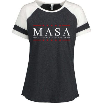 MASA Make America Straight Again Logo Enza Ladies Jersey Colorblock Tee