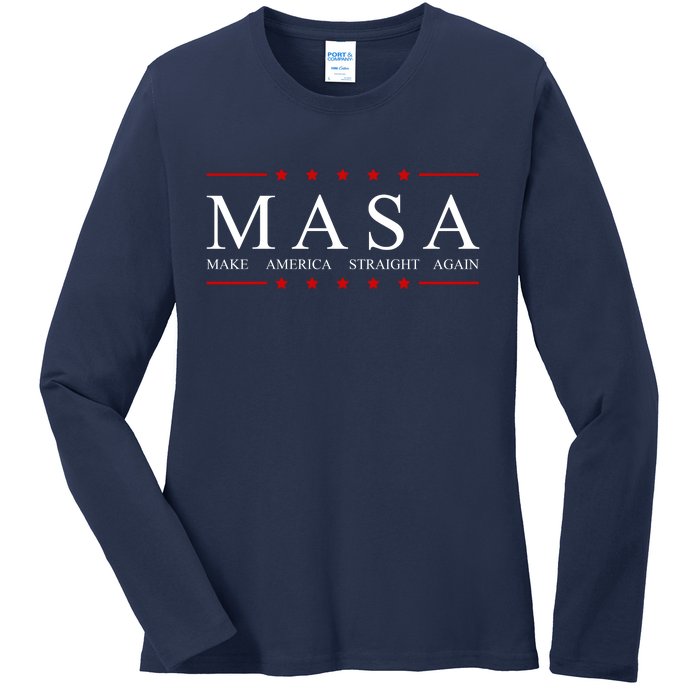 MASA Make America Straight Again Logo Ladies Long Sleeve Shirt