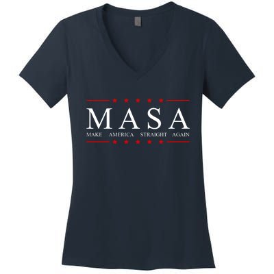 MASA Make America Straight Again Logo Women's V-Neck T-Shirt