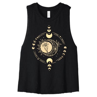 Mystic Moon And Sun Women's Racerback Cropped Tank