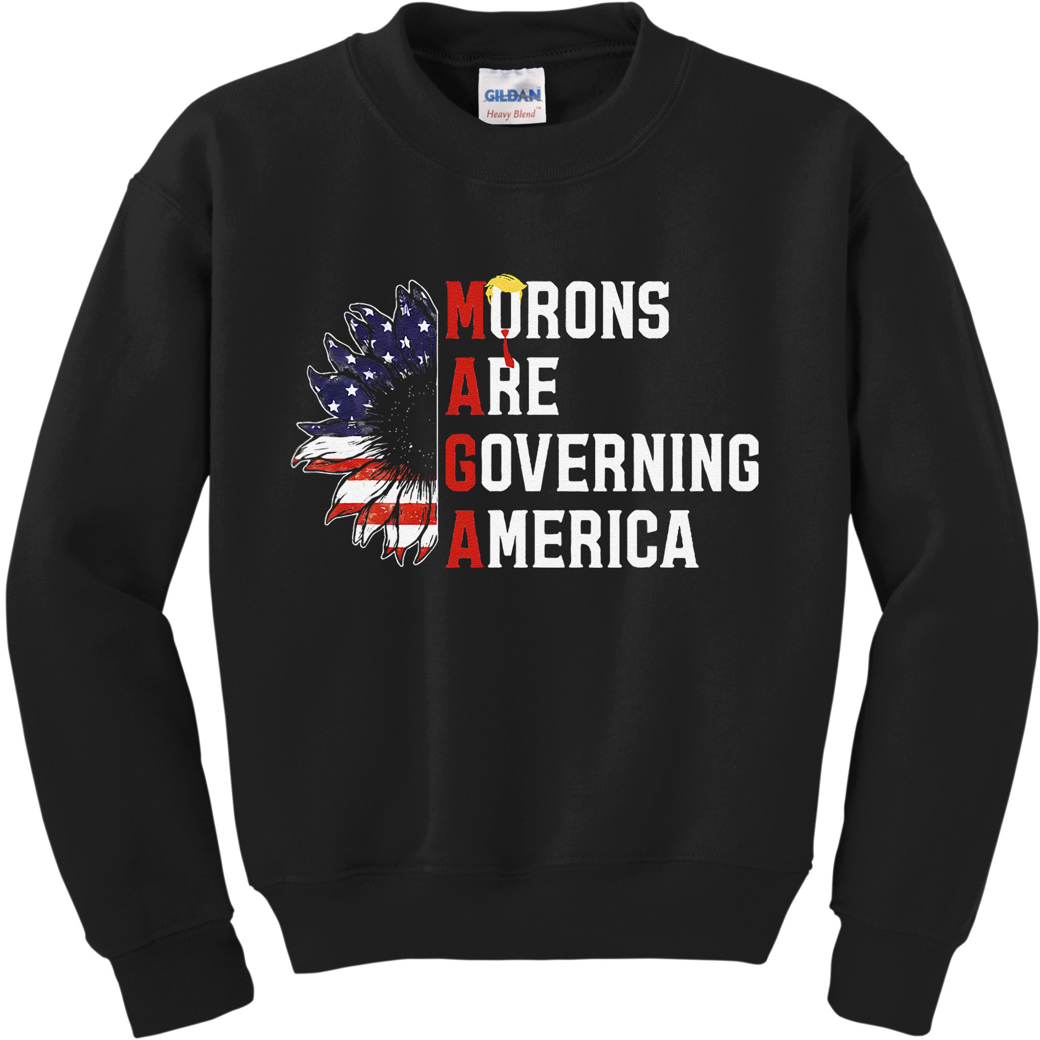 Maga Morons Are Governing America Anti Trump Vintage Quote Kids Sweatshirt