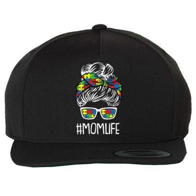 Momlife Mothersday Autism Awareness Mama Mommy Momma Wool Snapback Cap