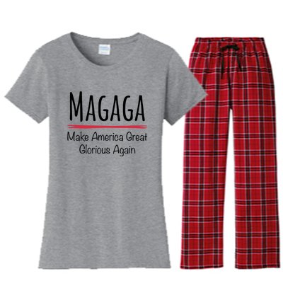 Magaga Make America Great And Glorious Again Gift Women's Flannel Pajama Set