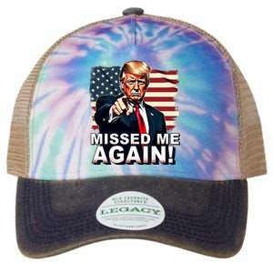 Missed Me Again You Missed Trump 2024 Elections Legacy Tie Dye Trucker Hat