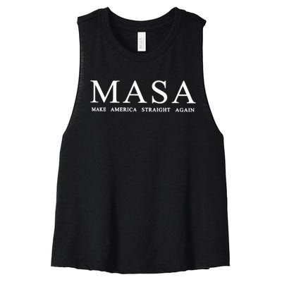 Masa Make America Straight Again Women's Racerback Cropped Tank