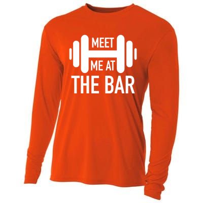 Meet Me At The Bar Fitness Gym Workout Funny Pun Gift Great Gift Cooling Performance Long Sleeve Crew