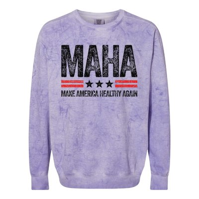 Maha Make America Healthy Again Us Patriotic 4th Of July Gift Colorblast Crewneck Sweatshirt