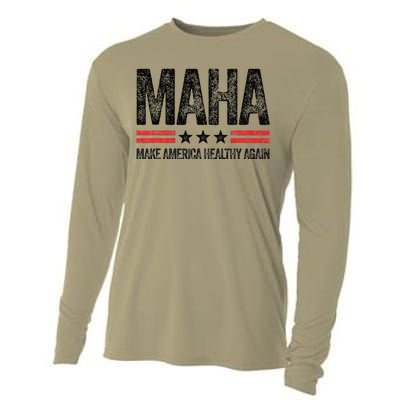 Maha Make America Healthy Again Us Patriotic 4th Of July Gift Cooling Performance Long Sleeve Crew