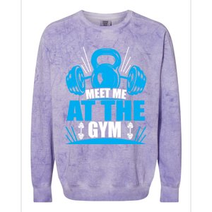 Meet Me At The Gym Barbell Workout Kettlebell Wod Great Gift Colorblast Crewneck Sweatshirt