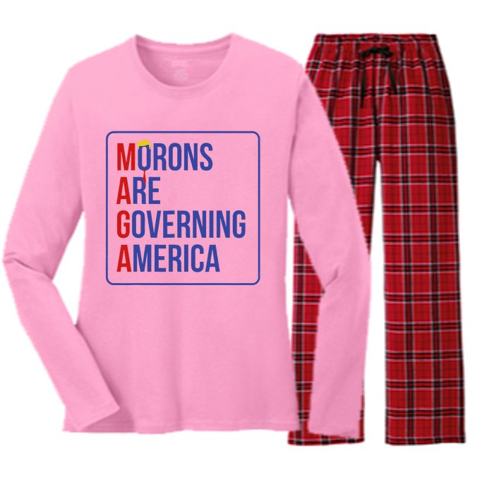 Maga Morons Are Governing America Women's Long Sleeve Flannel Pajama Set 