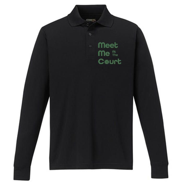 Meet Me At The Court Design Performance Long Sleeve Polo