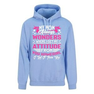 My Mom Always Wonders Where I Get My Attitude Funny Gift Unisex Surf Hoodie