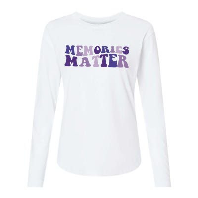 Memory Matters Alzheimer Awareness Ribbon Womens Cotton Relaxed Long Sleeve T-Shirt