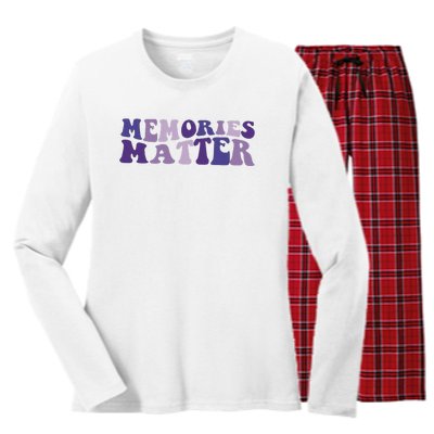 Memory Matters Alzheimer Awareness Ribbon Women's Long Sleeve Flannel Pajama Set 