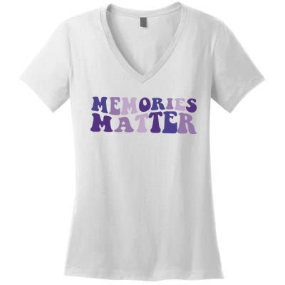 Memory Matters Alzheimer Awareness Ribbon Women's V-Neck T-Shirt