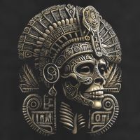 Mexican Mictlantecuhtli Aztec God Of Death Skull 7 Panel Mesh Trucker Snapback Hat