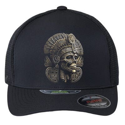 Mexican Mictlantecuhtli Aztec God Of Death Skull Flexfit Unipanel Trucker Cap