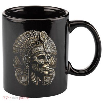 Mexican Mictlantecuhtli Aztec God Of Death Skull 11oz C Handle Ceramic Mug