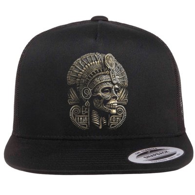 Mexican Mictlantecuhtli Aztec God Of Death Skull Flat Bill Trucker Hat